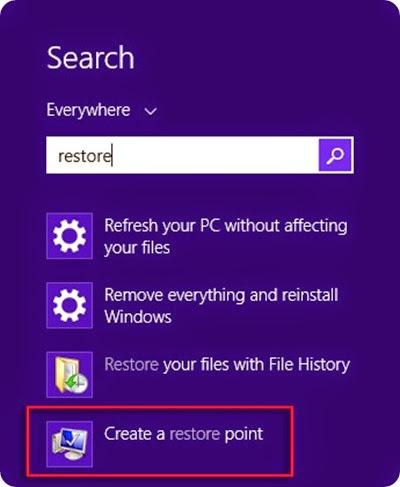 Utilizzo della funzione Ripristino configurazione di sistema di Microsoft (Windows 8)