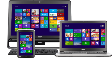 Un tablet, un laptop e un PC all-in-one con Windows 8.1