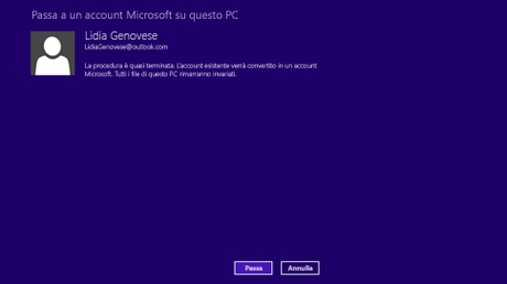 Collega il tuo account locale a un account Microsoft esistente