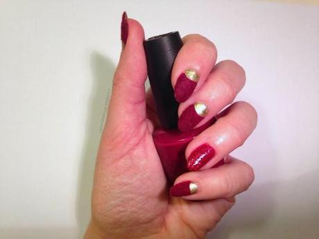 ◉ Velvet manicure Burgundy & Gold ◉