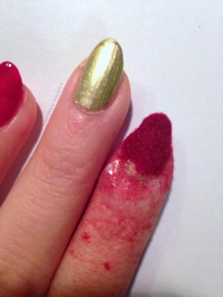 ◉ Velvet manicure Burgundy & Gold ◉