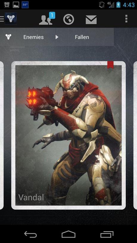 Qualche immagine per la companion App di Destiny