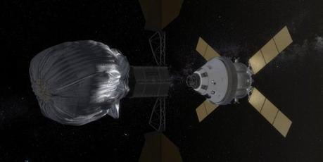 Fra i progetti presentati c’è anche una sonda robotica buona per ‘rimorchiare’ un asteroide fino all’orbita lunare. Facile da raggiungere un equipaggio umano grazie alla capsula Orion e lo Space Launch System, pronti per il 2021. Crediti: NASA.