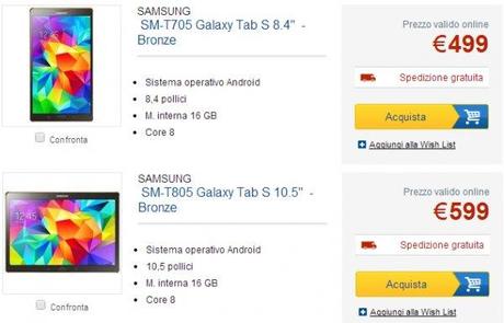 galaxy tab s euronics 600x386 Samsung Galaxy Tab S 8.4 e 10.5: Euronics avvia i preordini tablet  tablet samsung Galaxy Tab S 8.4 Galaxy Tab S 10.5 Galaxy Tab S euronics 