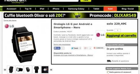 LG G Watch si può già preordinare a 229 euro da Mobilefun