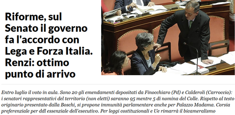 Legge sul Senato: una sbobba incommestibile, concordata con dei pregiudicati. Torna l'immunità per i Senatori