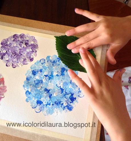 Dipingere la natura coi bambini...tutorial ortensie