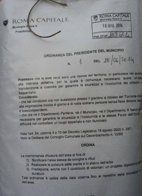 E' arrivata l'estate più triste, morta, povera e miserabile che la città abbia mai vissuto negli ultimi decenni. La storia del Torrione Prenestino