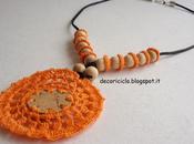 Collana sughero, legno cotone arancione