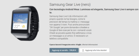 Samsung Gear Live  nero    Dispositivi su Google Play