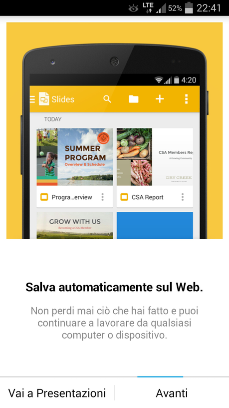 Google Presentazioni disponibile sul Play Store