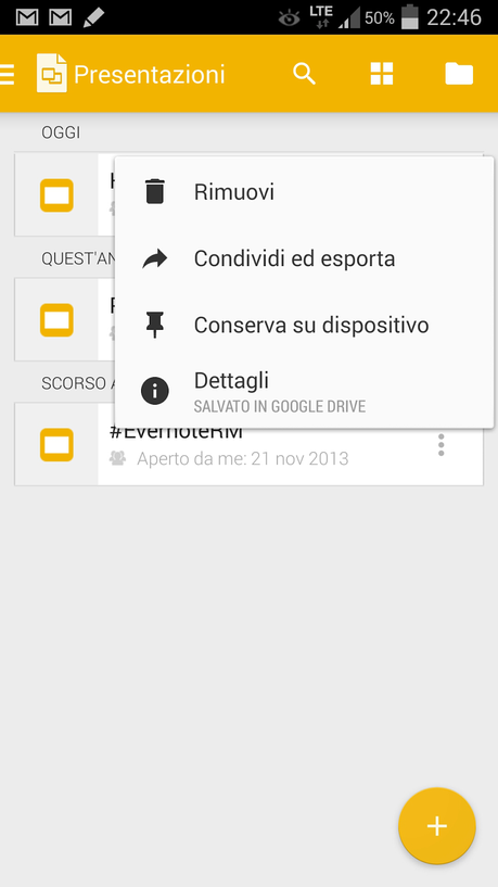 Google Presentazioni disponibile sul Play Store