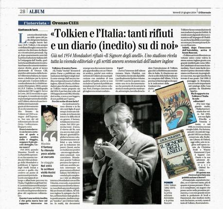 Tolkien e l'Italia. Una mia intervista su il Giornale firmata da Gianfranco de Turris