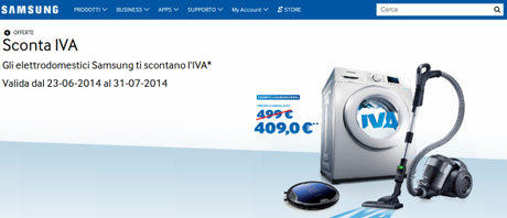 Promozione: Gli elettrodomestici Samsung ti scontano l'IVA