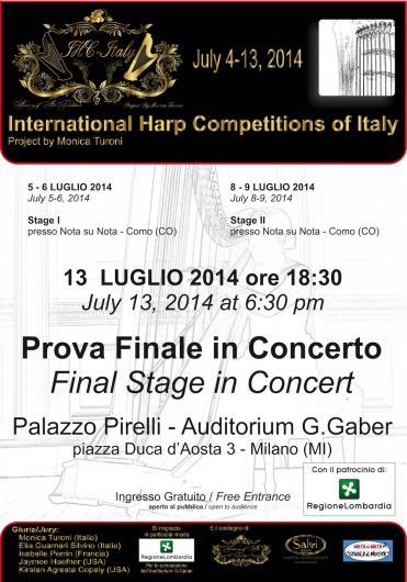 Finale dell International Harp Competition of Italy 2014 - 13 Luglio ore 18:30 - Auditorium Gaber - Milano