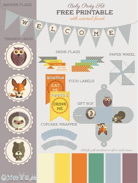 freeprintable, freebie, stampabili, gratis, baby, baby party, kit, banner, flags, drinkflags, labels, cards