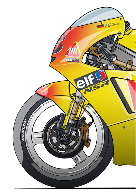 Motorcycle Art - Honda NSR 250 GP Ralf Waldmann 1996 by Evan DeCiren