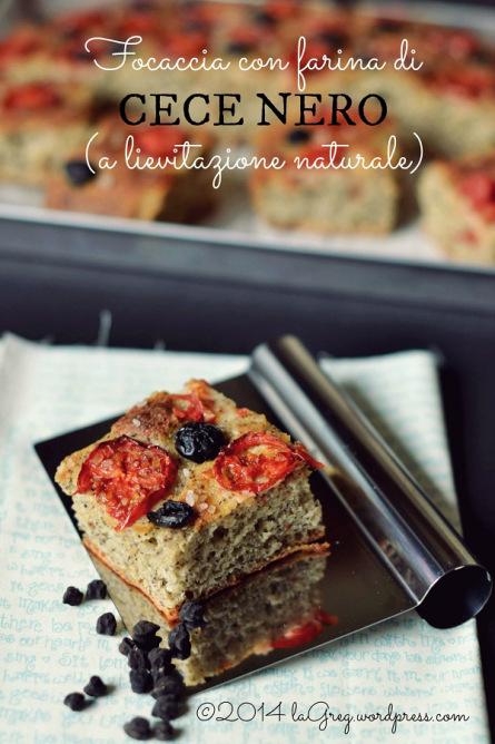 focaccia con farina di cece nero a lunga lievitazione