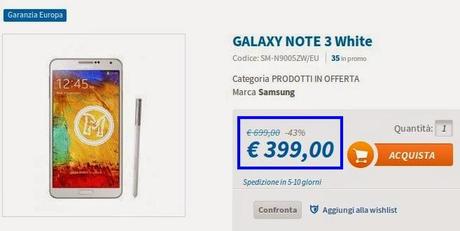 Offerta speciale su Samsung Galaxy Note 3 e Samsung Galaxy S5 rispettivamente a 399 euro e 469 euro