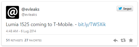 Sarà T-Mobile a distribuire il Lumia 1525