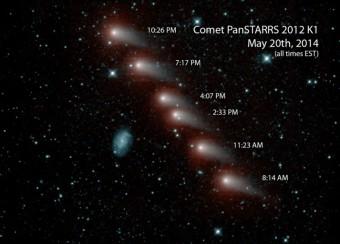 Serie di immagini della cometa C/2012 K1 (Pan-STARRS) riprese dalla missione NEOWISE della NASA in infrarosso. Crediti: NASA/JPL-Caltech