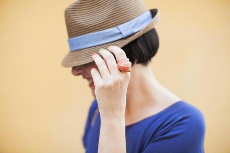 Smilingischic -1008, fashion blog, cappello paglia con tesa , anello con carpa, 