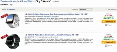 LG G Watch ePrice offerta 600x271 LG G Watch comincia a calare di prezzo: 179 euro su ePrice news  lg g watch lg eprice 