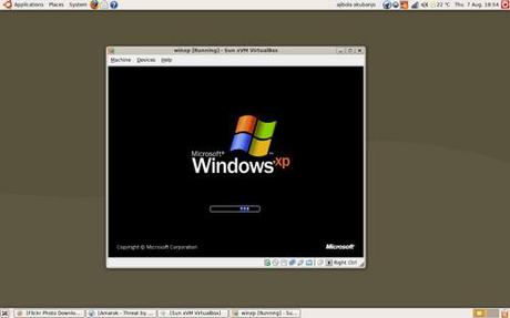 Windows XP in funzionamento su una macchina virtuale