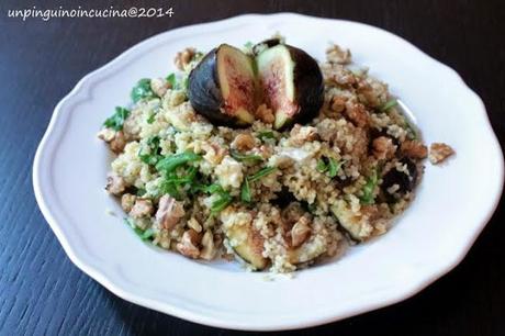 Insalata di bulgur con fichi, roquefort e noci