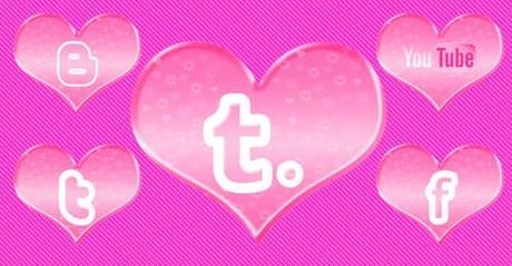 14 icone social media a forma di cuore