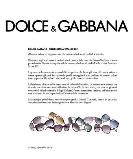 Dolce & Gabbana Animalier 2011 Eyewear Collection