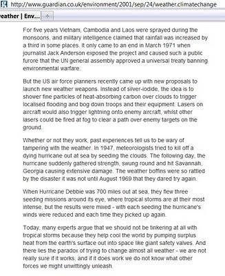 La modificazione climatica è una realtà storica, ed una scienza sempre più precisa/Weather Modification is a historic fact as specific science