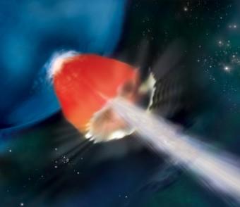 Rappresentazione artistica dell'esplosione di una stella supergigante blu, come quella che ha originato il lunghissimo lampo di raggi gamma GRB130925A. Crediti: NASA/GSFC