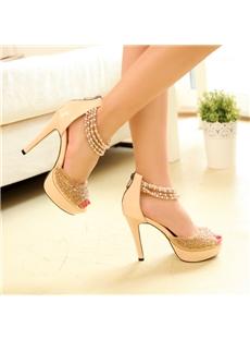 Stunning Peep-toe Beads Platform Wedding Shoes