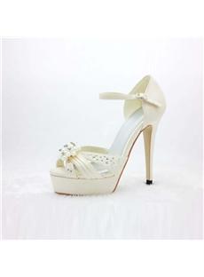 Graceful White Platform Peep Toe Stiletto Heels Prom/Evening Shoes