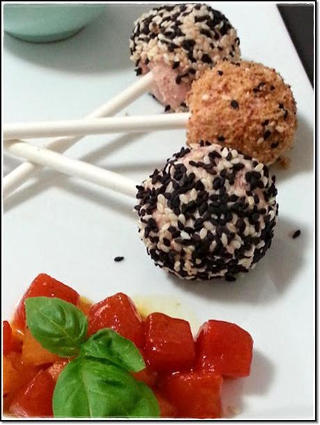 Pops di Prosciutto crudo di Norcia IGP con chutney di melone e anguria Pops di Prosciutto crudo di Norcia IGP con chutney di melone e anguria