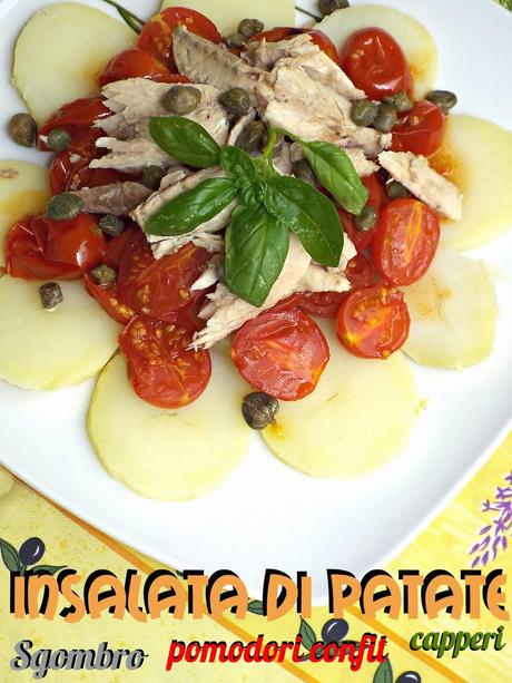 Insalata di patate, sgombro e pomodori confit