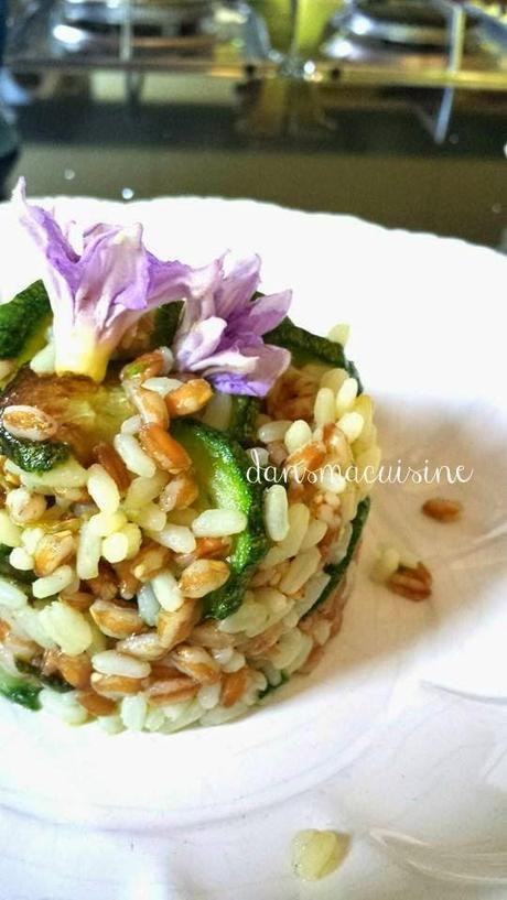 Riso integrale e farro con zucchine toscane e ricotta salata