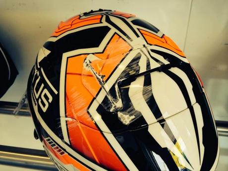 Shoei X-Spirit II Wrecked M.Marquez Sachsenring 2014