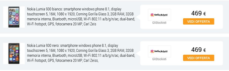 Il Nokia Lumia 930 a 469 euro da Gli Stokisti (garanzia Italia)