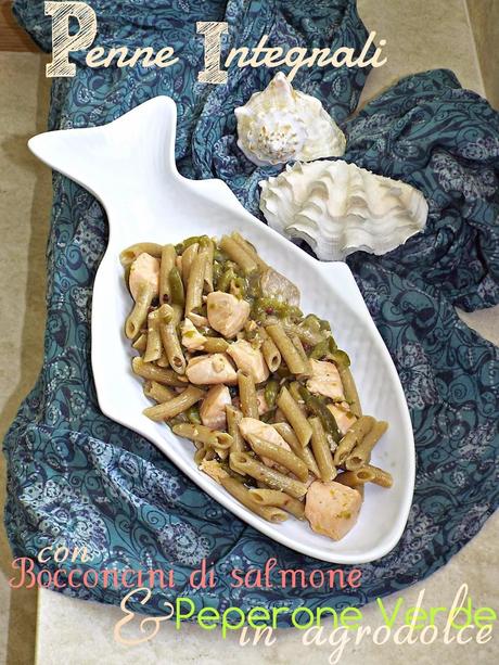 Penne al salmone con peperone verde in agrodolce