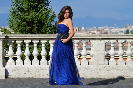 Blue dress in Rome