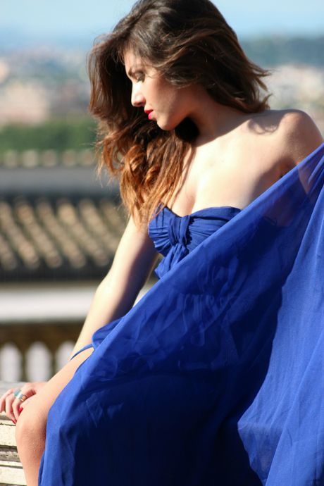 Blue dress in Rome