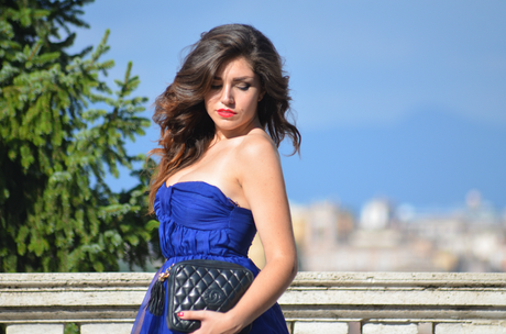 Blue dress in Rome