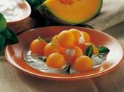 Palline melone allo yogurt profumato alla menta.