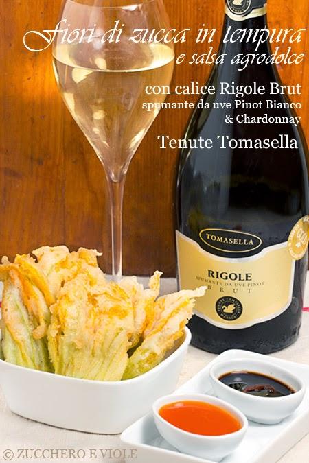 Fiori di zucca in tempura con salsa agrodolce