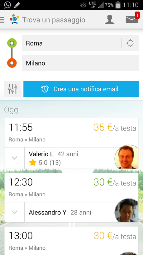 BlaBlaCar: trovare e offrire passaggi in auto