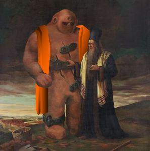 Prague Golem with rabbi Low.