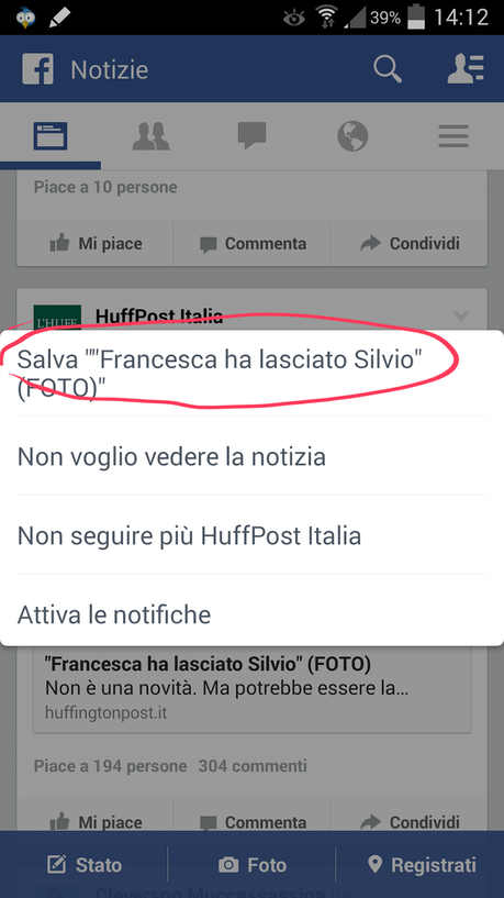 Salvare contenuti in 