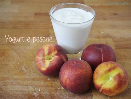 pesche, peach, clafoutis, yogurt, crepes, dolce facile, veloce, ricetta, recipe, frutta, fruit, summer, estate